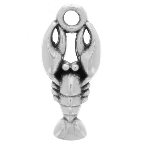 18x8mm Lobster charm - Antique fine silver plated x1
