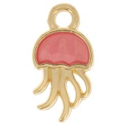 14x7mm Jellyfish charm with epoxy resin - Fine gold plated - Rose x1|raw }}