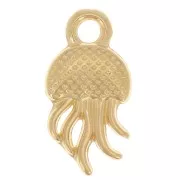 14x7mm Jellyfish charm with epoxy resin - Fine gold plated - Rose x1