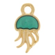 14x7mm Jellyfish charm with epoxy resin - Fine gold plated - Green x1|raw }}