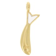 20x5mm Fish charm with epoxy resin - Fine gold plated - White x1