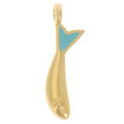 20x5mm Fish charm with epoxy resin - Fine gold plated - Turquoise x1|raw }}