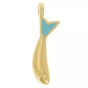 20x5mm Fish charm with epoxy resin - Fine gold plated - Turquoise x1