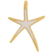 52x37mm Starfish pendant with epoxy resin Fine gold plated - Pearlescent white x1|raw }}