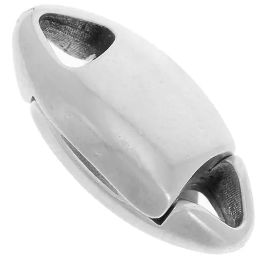 16x7mm Magnetic oval clasp - Antique fine silver plated x1