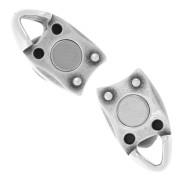 16x7mm Magnetic oval clasp - Antique fine silver plated x1