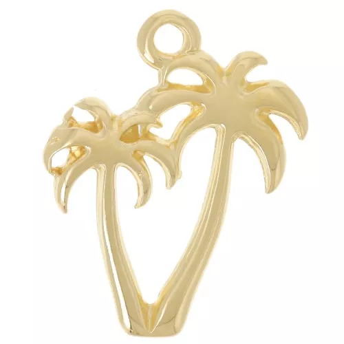 19x15mm Double palm tree charm - Fine gold plated x1