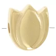 9x8mm Tulip flower bead with epoxy resin - Fine gold plated - Pearlescent white x1