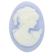 18x13mm Resin Cameo - right side - Sky Blue x1
