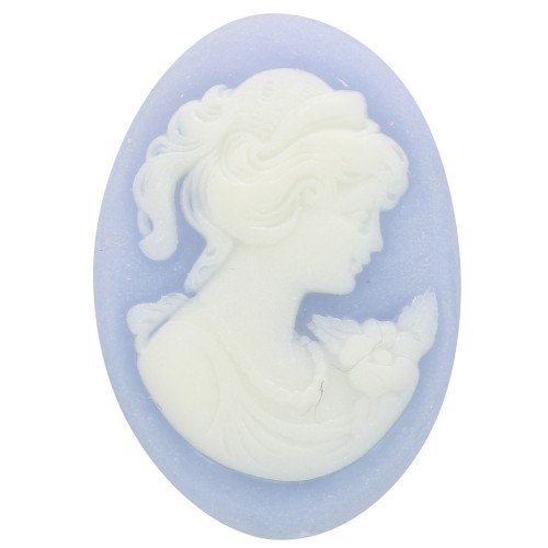 18x13mm Resin Cameo - right side - Sky Blue x1