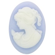 18x13mm Resin Cameo - left side - Sky Blue x1