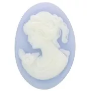 18x13mm Resin Cameo - left side - Sky Blue x1