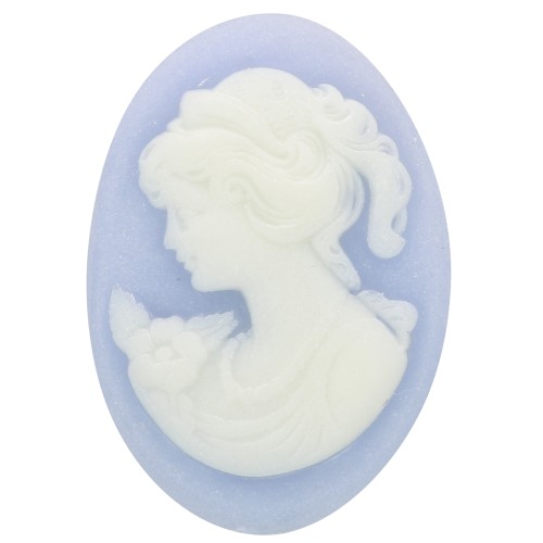 18x13mm Resin Cameo - left side - Sky Blue x1