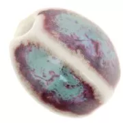 13x9mm Ceramic oval beads - Blue - Violet - Beige marbled x10