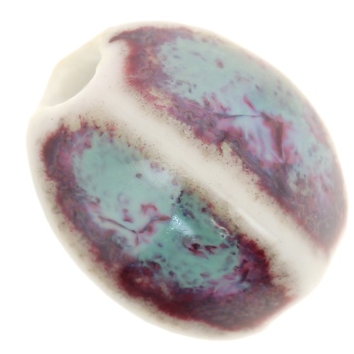 13x9mm Ceramic oval beads - Blue - Violet - Beige marbled x10