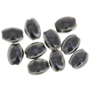 13x9mm Ceramic oval beads - Dark brown marbled x10