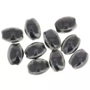 13x9mm Ceramic oval beads - Dark brown marbled x10