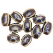 13x9mm Ceramic oval beads - Brown - Blue - Beige marblex10
