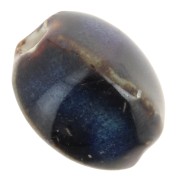 13x9mm Ceramic oval beads - Midnight blue - Dark brown marbled x10