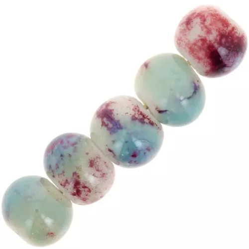 7x5mm Ceramic Rondelle beads - Blue - Violet - Beige marbled x20