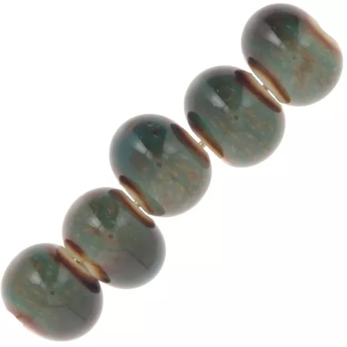 7x5mm Ceramic Rondelle beads - Blue Green marbled x20