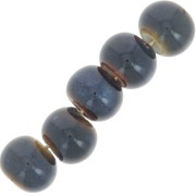 7x5mm Ceramic Rondelle beads - Midnight blue - Dark brown marbled x20|raw }}