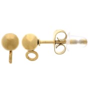 4mm 304L stainless steel ball earstuds with open ring - Gold x2|raw }}