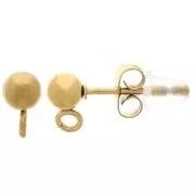 4mm 304L stainless steel ball earstuds with open ring - Gold x2
