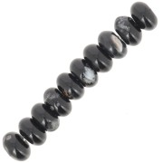 Heishi rondelle beads 8x5 mm gemstone - Black Agate x15