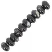 Heishi rondelle beads 8x5 mm gemstone - Black Agate x15