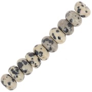Rondelle beads Heishi 8x5 mm gemstone - Dalmatian Jasper x15