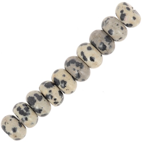 Heishi rondelle beads 8x5 mm gemstone - Dalmatian Jasper x15