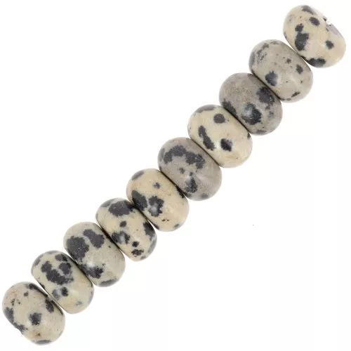 Heishi rondelle beads 8x5 mm gemstone - Dalmatian Jasper x15