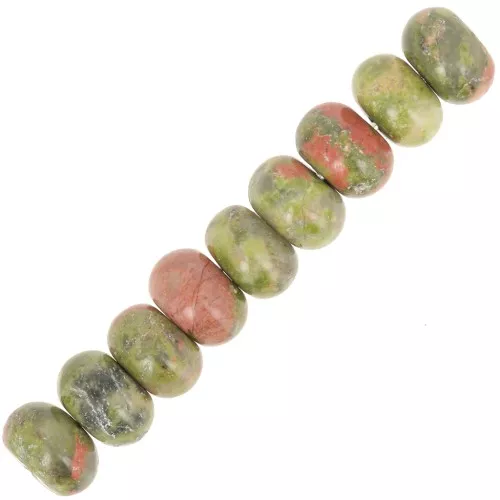 Beads Heishi rondelles 8x5 mm gemstone - Unakite x15