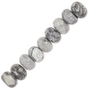 Rondelle beads Heishi 8x5.5 mm gemstone - Silver Leaf Jasper x15|raw }}