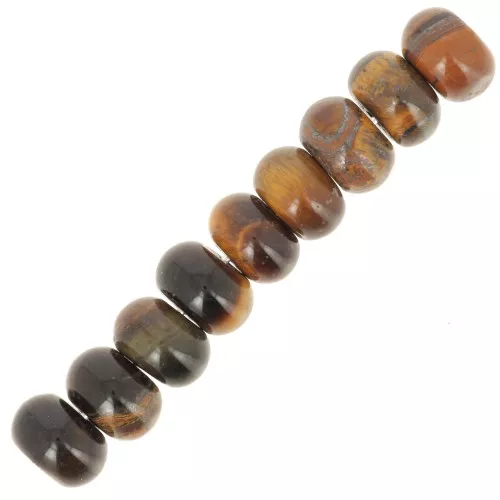 Heishi rondelle beads 8x5 mm gemstone - Tiger eye x15