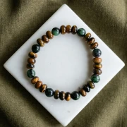 Heishi rondelle beads 8x5 mm gemstone - Tiger eye x15