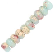 Rondelle beads Heishi 8x5mm gemstone Regalite tinted - Jasper aqua terra x15|raw }}