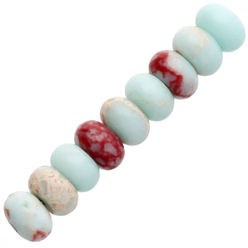 Rondelle beads Heishi 8x5mm gemstone Regalite tinted - Jasper aqua terra x15