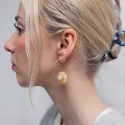 20mm gemstone flower pendant - Indian Agate x1