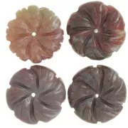 20mm gemstone flower pendant - Indian Agate x1