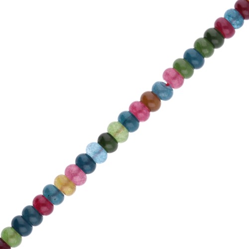 Rondelle beads Heishi gemstone 8.5x5 mm Jade tinted Multicolor clear x38cm
