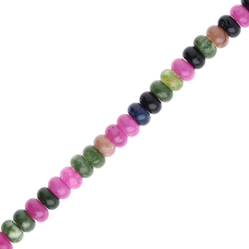 Rondelle beads Heishi gemstone 8.5x5 mm Jade tinted Multicolor x38cm