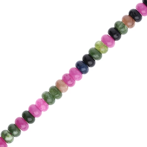 Rondelle beads Heishi gemstone 8.5x5 mm Jade tinted Multicolor x38cm