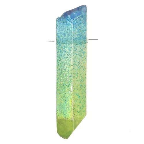 15 - 25mm Tinted Quartz Point Pendant - Tie and Dye - Blue - Green x1
