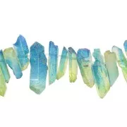 15 - 25mm Tinted Quartz Point Pendant - Tie and Dye - Blue - Green x1