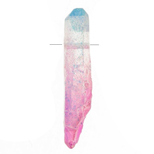 15 - 25mm Tinted Quartz Point Pendant - Tie and Dye - Blue - Pink x1