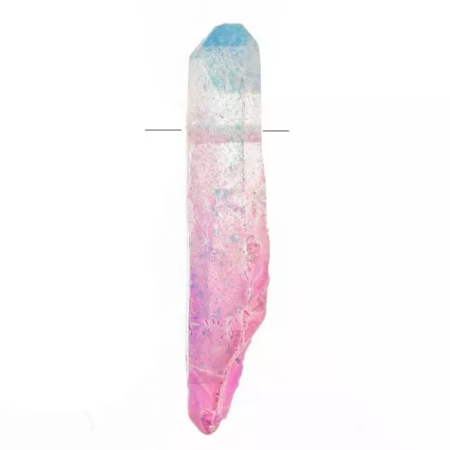 15 - 25mm Tinted Quartz Point Pendant - Tie and Dye - Blue - Pink x1