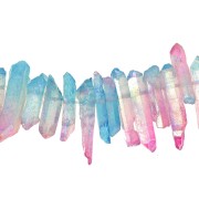 15 - 25mm Tinted Quartz Point Pendant - Tie and Dye - Blue - Pink x1