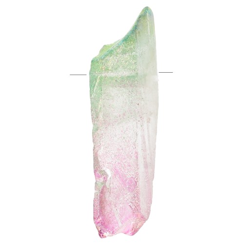 15 - 25mm Tinted Quartz Point Pendant - Tie and Dye - Green - Pink x1